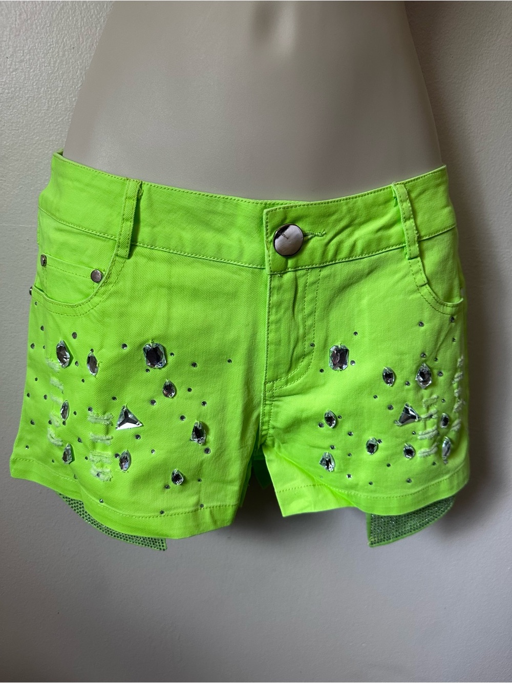 Neon Green Embellished Women’s Shorts